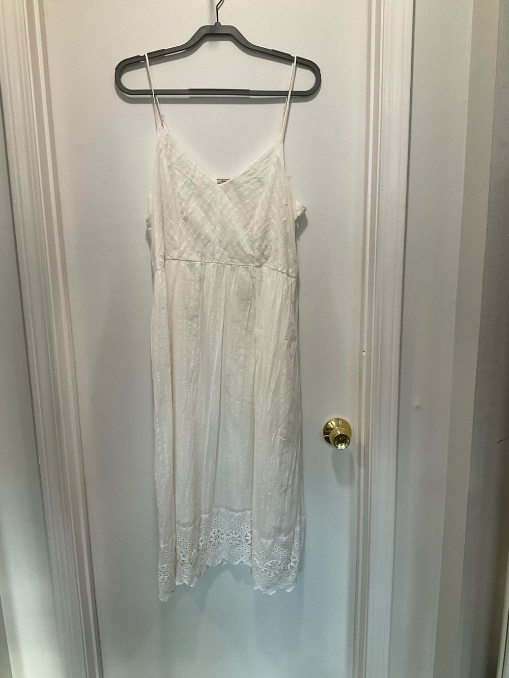 Lucky Brand White Lace-Trim Slip Dress